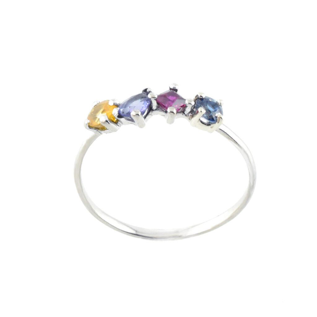 bague saphirs multicolores en or