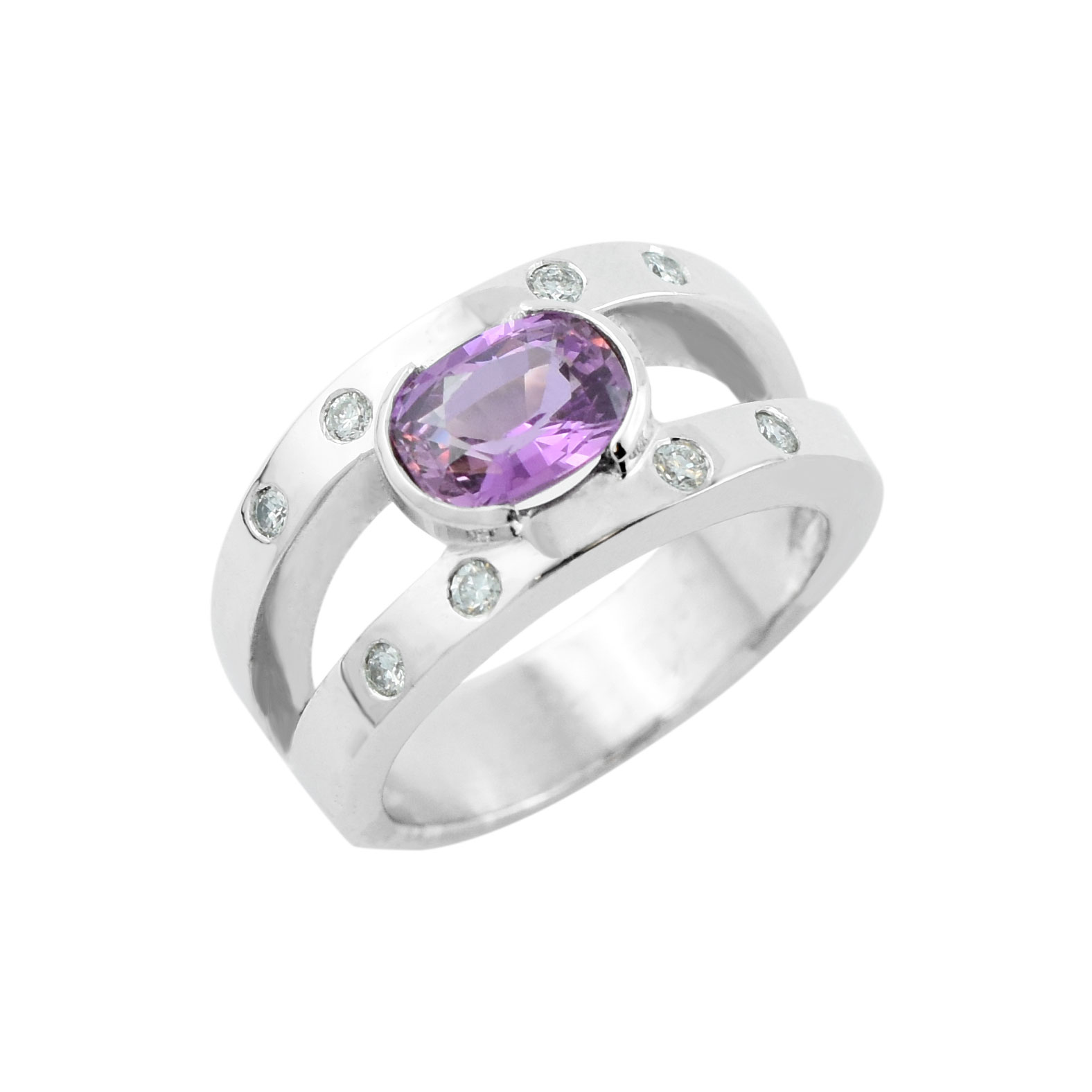 bague or blanc saphir rose regard