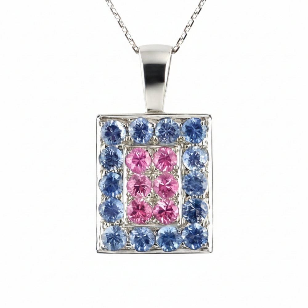 pendentif rectangle saphirs