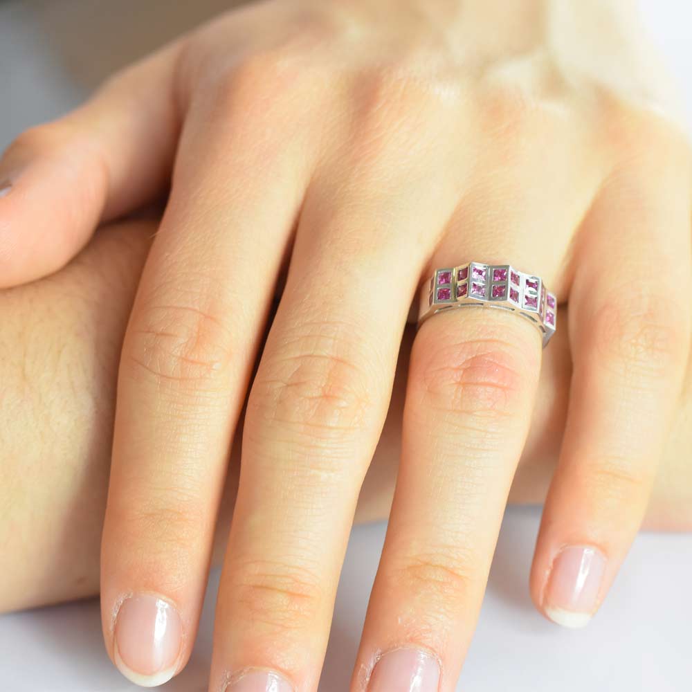 bague rubis carrés et or