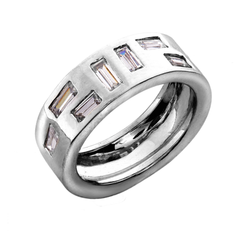 Structurale bague or et diamants taille baguette
