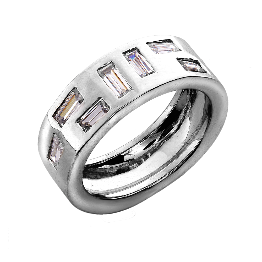 Structurale bague or et diamants taille baguette