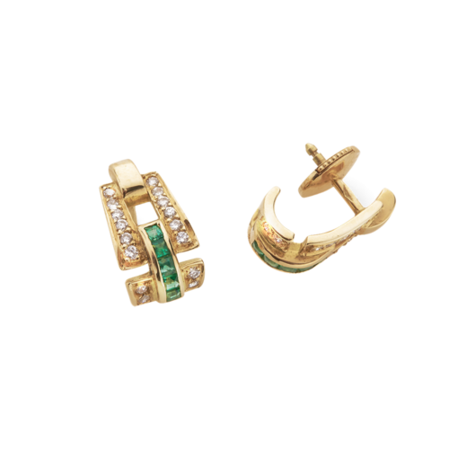Addict Boucles d'oreilles or diamants émeraudes De Gralie