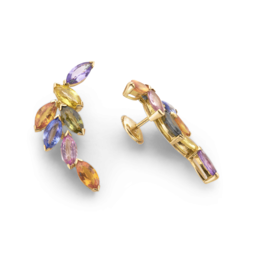 Ancapa Boucles d'oreilles or saphirs multicolores De Gralie