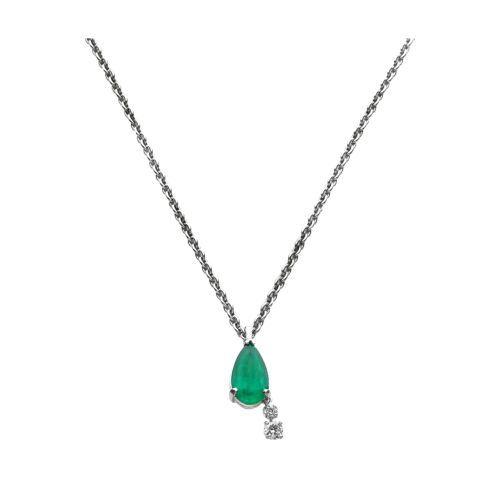 Andromède Pendentif or émeraude taille poire diamants De Gralie