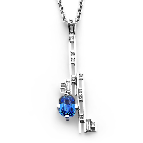 Arctique Pendentif or saphir diamants zoom De Gralie