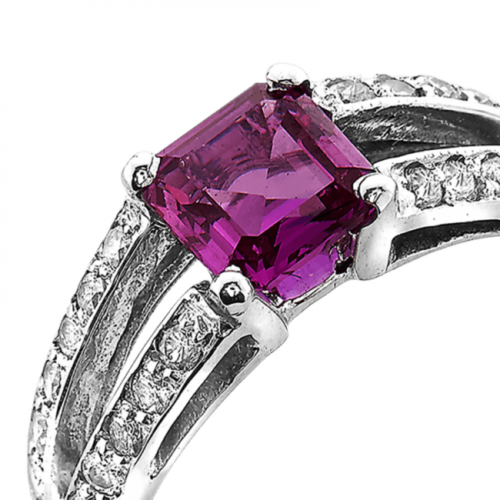 Astrid Bague or saphir rose et diamants De Gralie