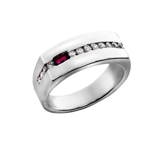 Balise Bague or diamants rubis De Gralie