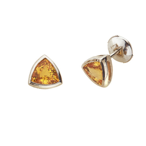 Bermudes Boucles d'oreilles or saphirs jaunes trillion De Gralie