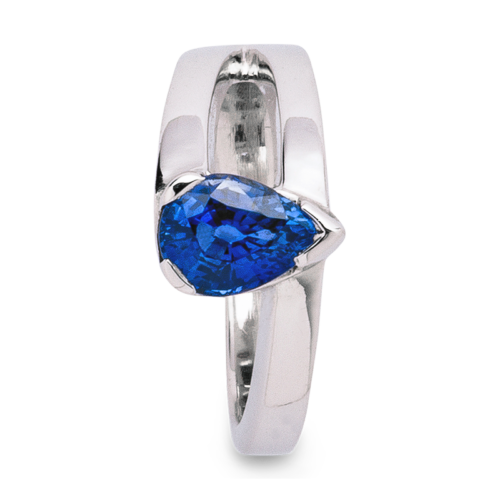 Bise Bague or saphir bleu De Gralie