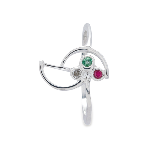 Calypso Bague or émeraude rubis diamant dessus De Gralie