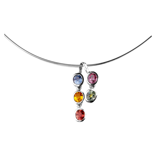 Cascade Pendentif or saphirs multicolores De Gralie