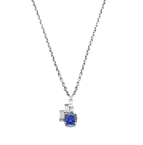 Céladon Pendentif or diamants saphir De Gralie