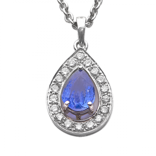 Debbie pendentif or saphir poire diamants zoom De Gralie