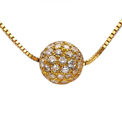 Disco pendentif collier or diamants zoom De Gralie