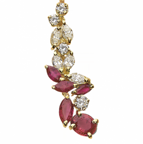 Efflorescence Boucle d'oreille or diamants rubis zoom De Gralie