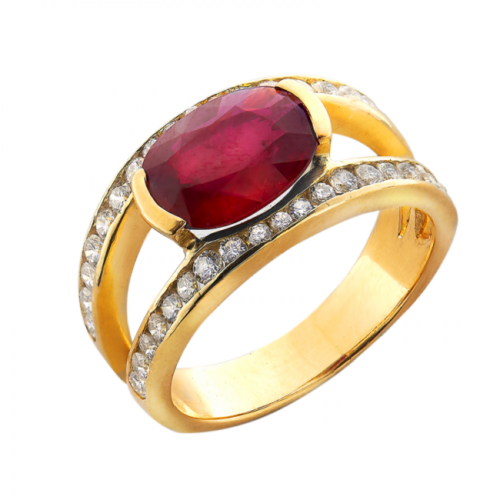 Photo de Fedora Bague or jaune diamants et rubis De Gralie