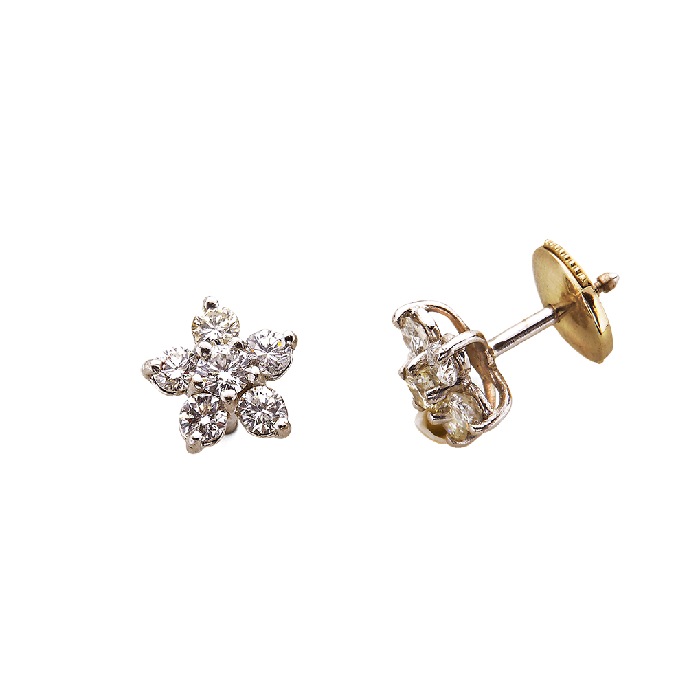 Fleurs Boucles d'oreilles or diamants De Gralie