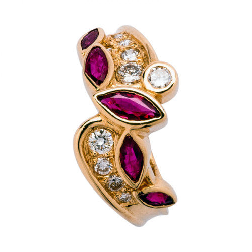 Flore bague or rubis et diamants De Gralie dessus