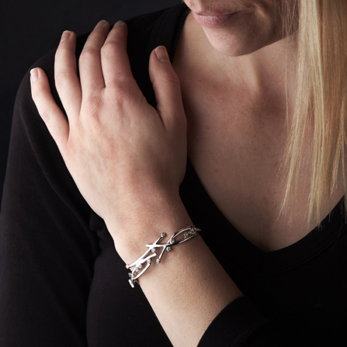 Galaxie bracelet or diamants portée De Gralie