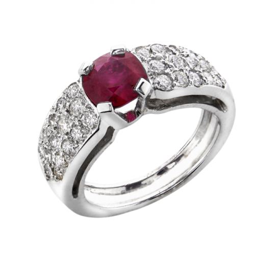 Ginger bague or rubis et pavage diamants De Gralie
