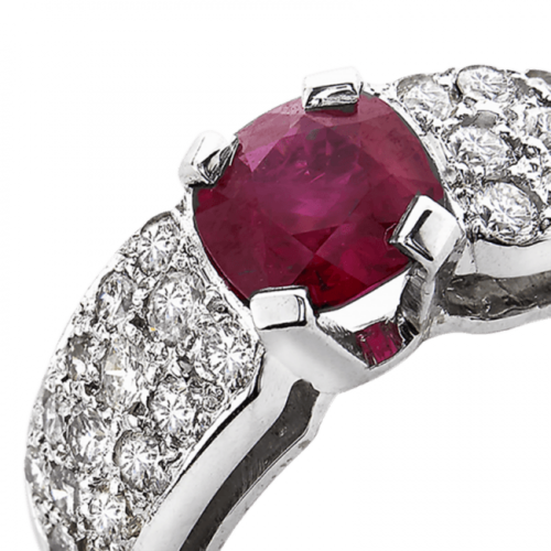 Ginger bague or rubis et pavage diamants De Gralie zoom