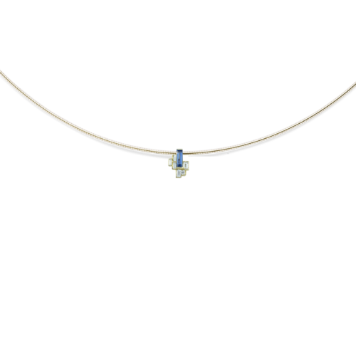 Hivernal Pendentif or saphir diamants De Gralie