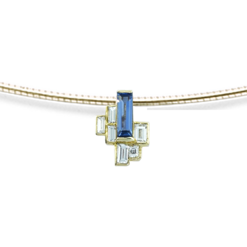 Hivernal Pendentif or saphir diamants zoom De Gralie
