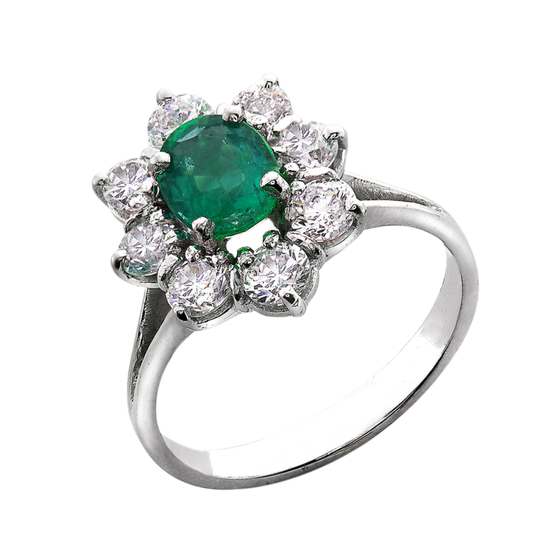 Jardinet bague or émeraude et diamants De Gralie