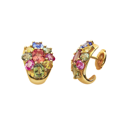 Kaan Boucles d'oreilles or saphirs multicolores De Gralie