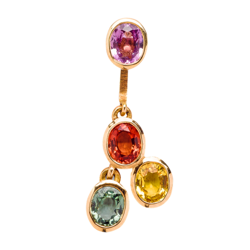 Kyrielle Boucle d'oreille or saphirs multicolores zoom De Gralie