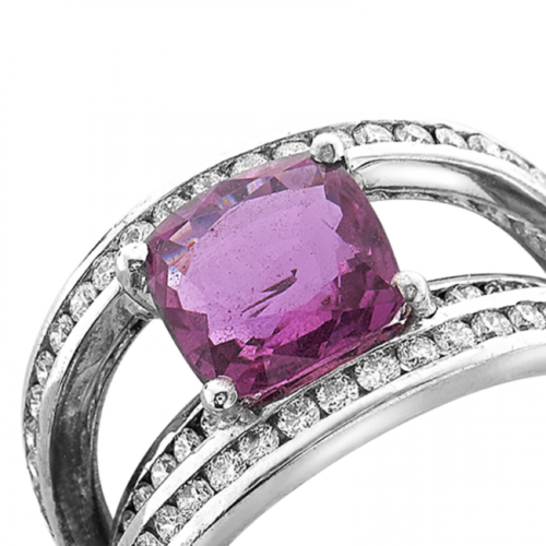 Léa Bague or saphir rose diamants De Gralie