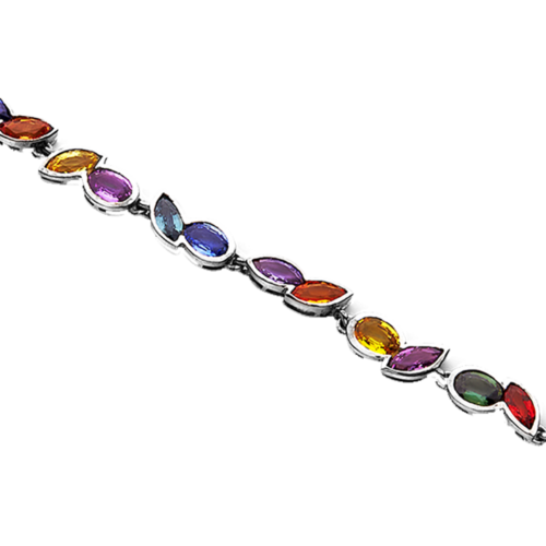 Maduraï bracelet or serti clos saphir multicolores zoom De Gralie