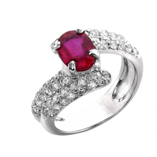 Météore bague or pavé diamants et rubis De Gralie