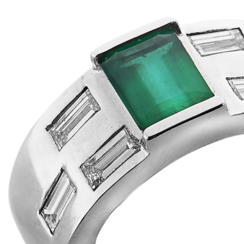 Moderniste Bague or émeraude et baguette diamants De Gralie Zoom