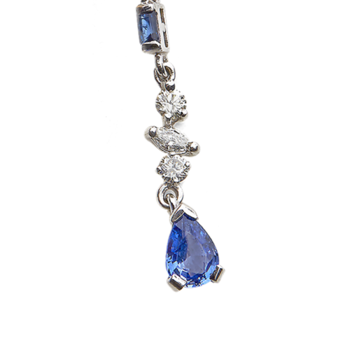 Polaire boucle d'oreille or diamants saphir poire De Gralie