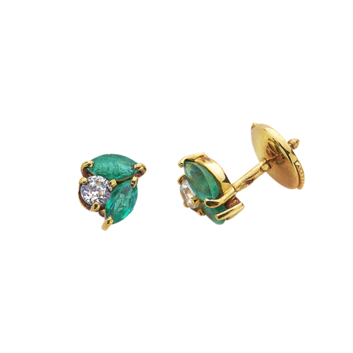 Printanière Boucles d'oreilles or diamants émeraudes De Gralie