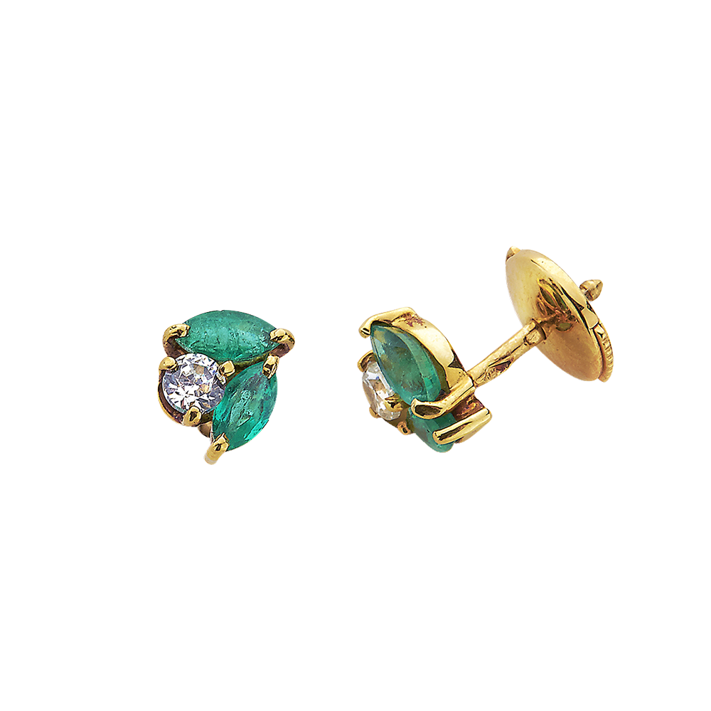 Printanière Boucles d'oreilles or diamants émeraudes De Gralie