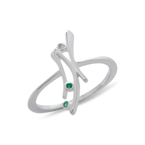 Rumba bague or diamant émeraudes De Gralie