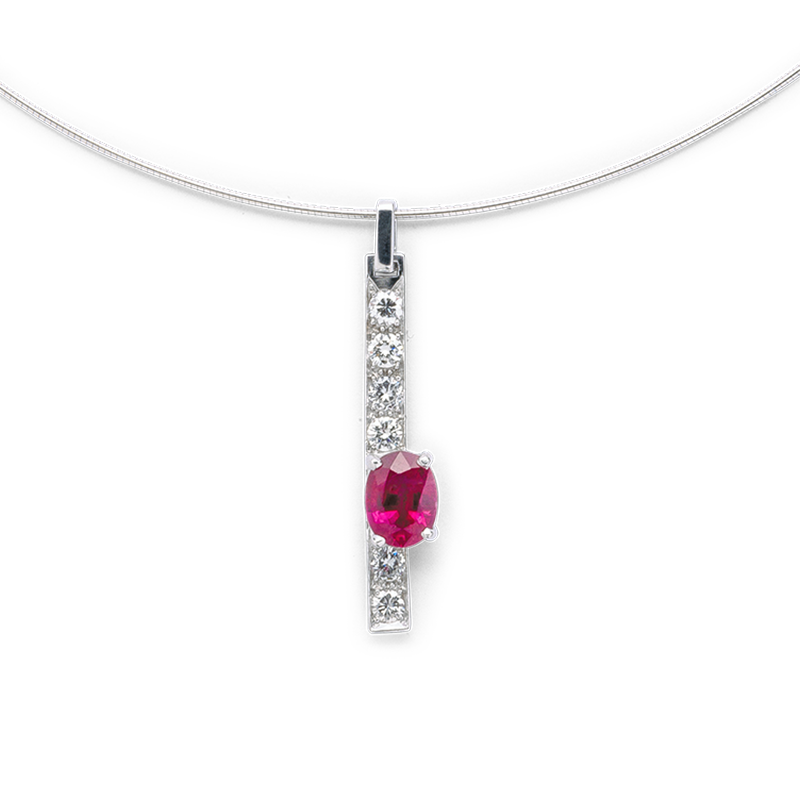 Scintillante pendentif diamants rubis De Gralie