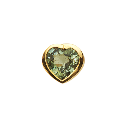 Siona Boucle d'oreille or saphir vert cœur zoom De Gralie