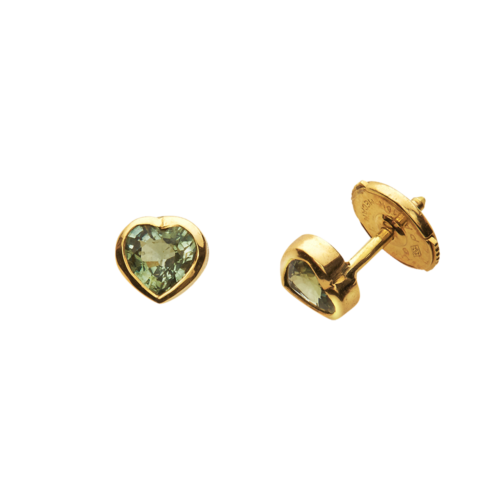 Siona Boucles d'oreilles or saphir vert cœur De Gralie
