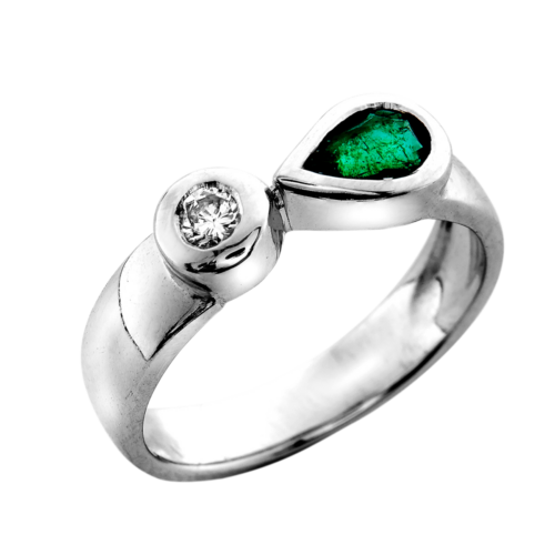Synergie bague or diamant et émeraude De Gralie