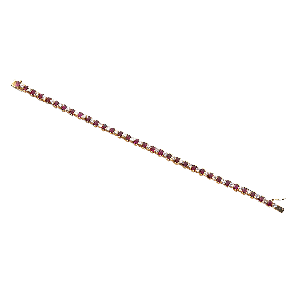 Vagabonde bracelet or serti griffes diamants rubis demi clos De Gralie