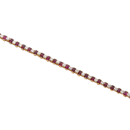 Vagabonde bracelet or serti griffes diamants rubis demi clos zoom De Gralie