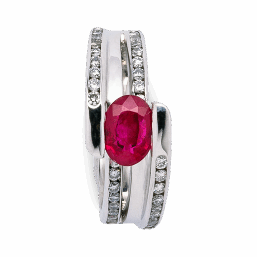 Vague Bague or rubis et diamants De Gralie dessus