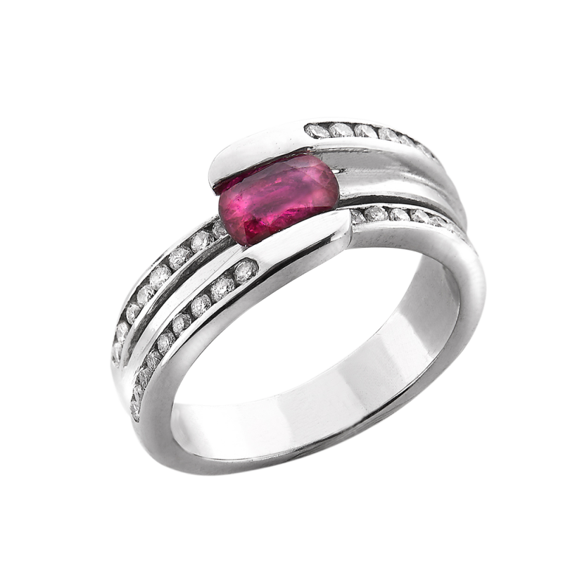 Vague Bague or rubis et diamants De Gralie