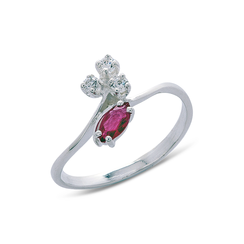 Végétal bague or diamants rubis De Gralie