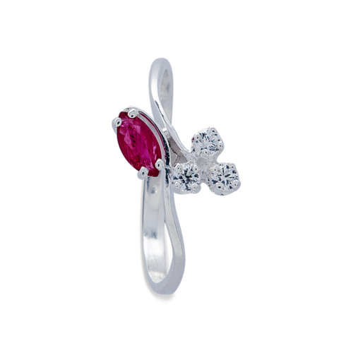 Végétal bague or diamants rubis vue dessus De Gralie