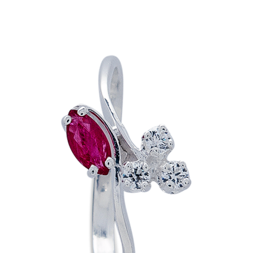 Végétal bague or diamants rubis zoom De Gralie